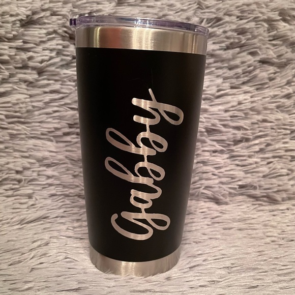 Personalized etched 20 oz. stainless steel tumbler with lid - Picture 2 of 4